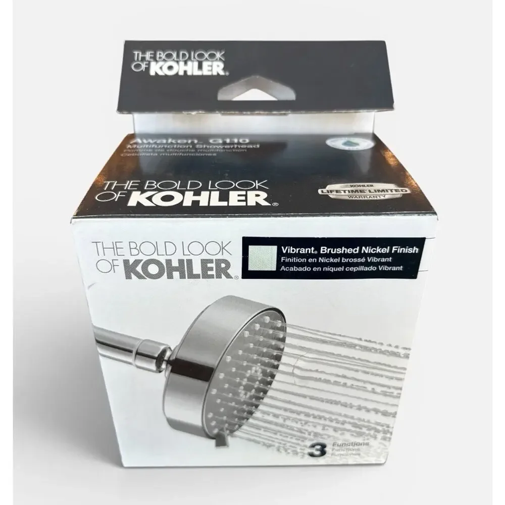 Kohler 72419-G-BN Awaken Shower Head, 3 Sprays, Vibrant Brushed Nickel